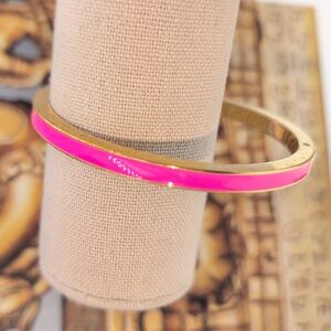 J. Crew Pink and Gold Enamel Bangle Bracelet